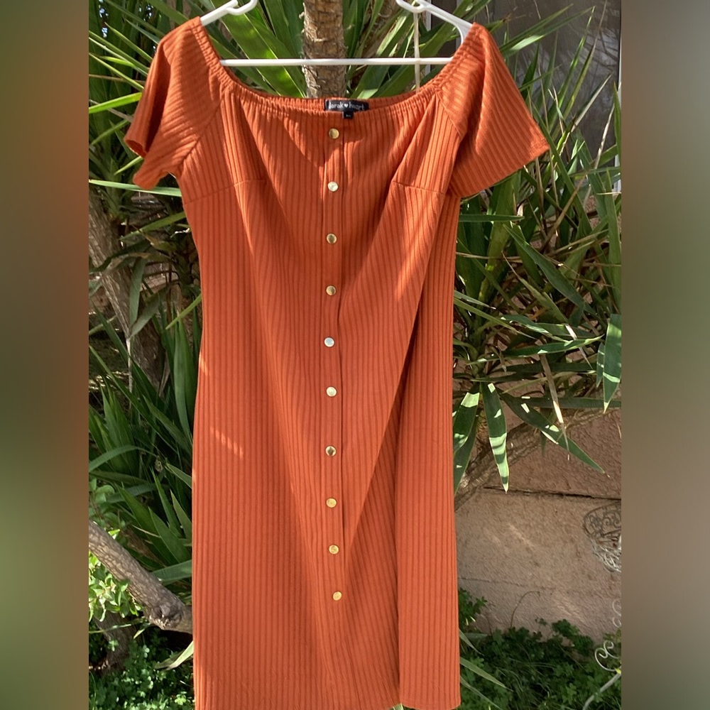 Orange Off the Shoulder Dress